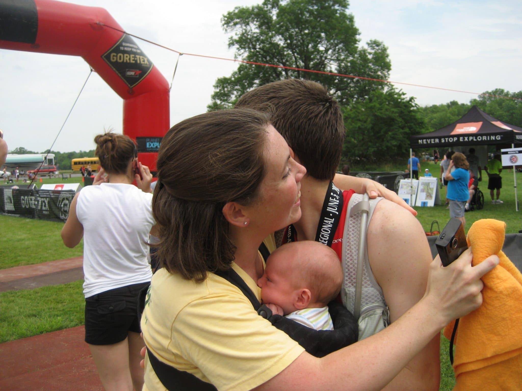 Matt hugging family after race